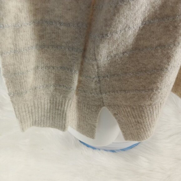 NWOT Style&Co Fall Cozy Cowl Neck Sweater MEDIUM(8-10) Ivory Metallic Stripe - Picture 7 of 13